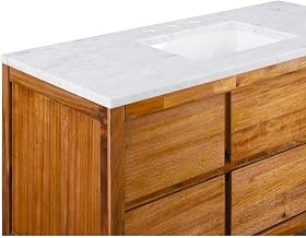 Oakman 48 in. W x 22 in. D x 34.7 in. H Single Sink Bath Vanity in Mango Wood with Carrara White Marble Top OA48CW00MW-000000000