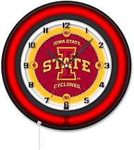 Holland Bar Stool Clk19BKIowaSt NCAA 19 in. Dia. Lowa State University Double Neon Wall Clock Black
