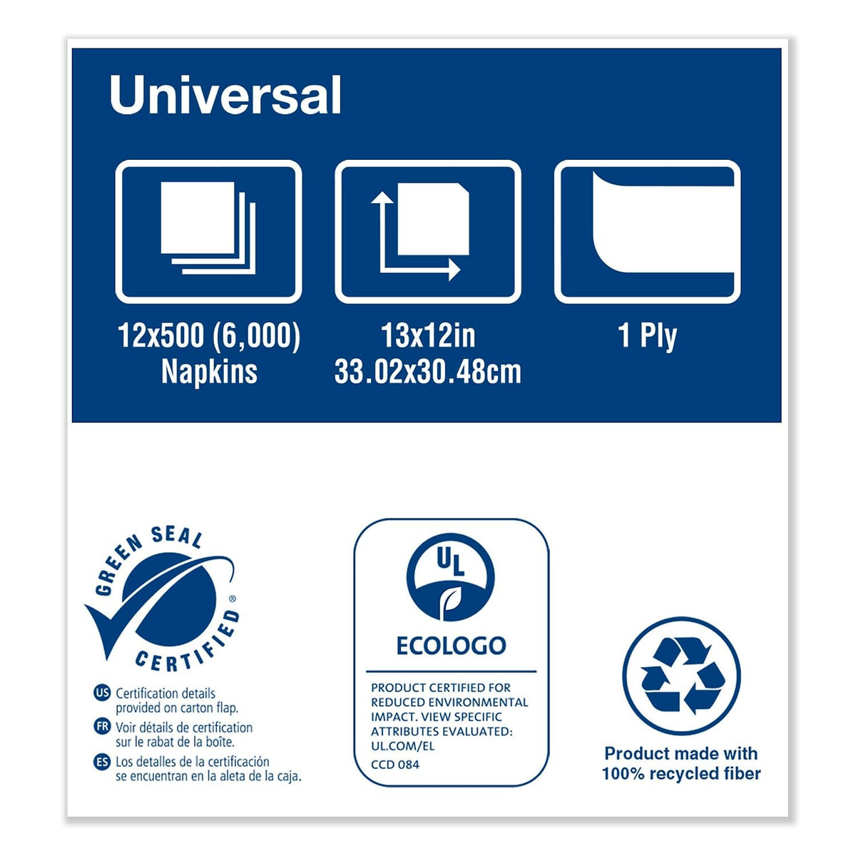 Universal Masterfold Dispenser Napkin by Tork – Masterfold 1/6, Paper, Natural, Model D786E