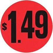 Price Labels $1.49 Labels Red Black Imprint - 1 1/2 Dia 1000 Per Roll