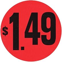 Price Labels $1.49 Labels Red Black Imprint - 1 1/2 Dia 1000 Per Roll