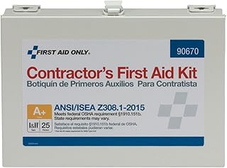 First Aid Only 90670 25-Person ANSI A+ Contractor's Emergency First Aid Kit for Home Renovation, Job Sites, and Construction Vehicles, 182 Pieces