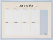 MasterVision Pastel Collection Magnetic Dry Erase Weekly Planner White Board, Blue Colored MDF Frame, 23.62" x 17.72"