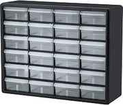 Akro-Mils 24-Drawer Plastic Storage Cabinet, 20" W x 6" D x 16" H, Black