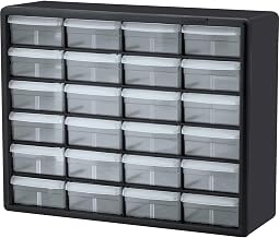 Akro-Mils 24-Drawer Plastic Storage Cabinet, 20" W x 6" D x 16" H, Black