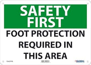 Global Industrial Safety First Foot Protection Required in This Area, 10x14, Rigid Plastic