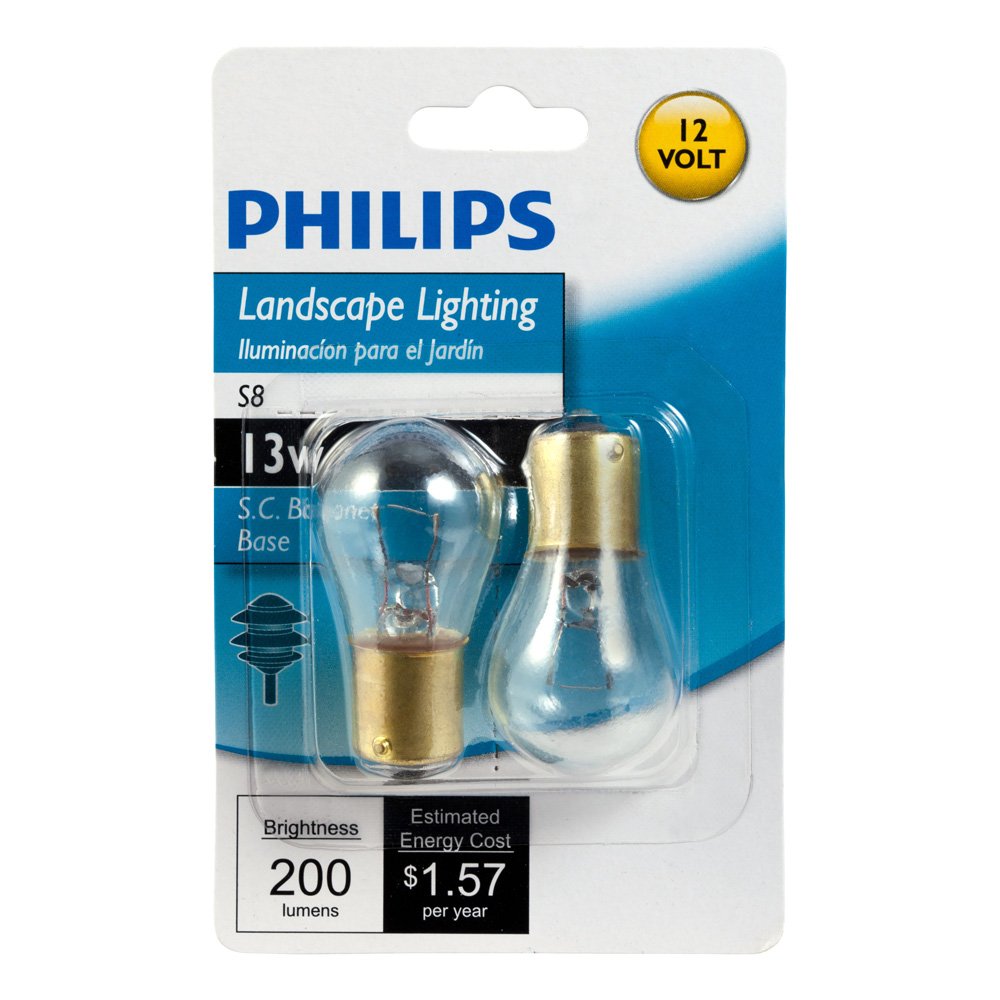 416719 Landscape Lighting 13-Watt S8 12-Volt Bayonet Base Light Bulb by PHILIPS – 1 Count (Pack of 1), copper, Cool White, Model 046677416713