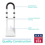 Adjustable Bathtub Grab Bar by Modern Innovations – Bathtub Grab Bar, Stainless Steel, White, Model 1420