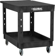 Industrial Service & Utility Flat Top Plastic Cart by Global Industrial – 45"L x 26"W x 32.5"H, Plastic, Black, Model 800347