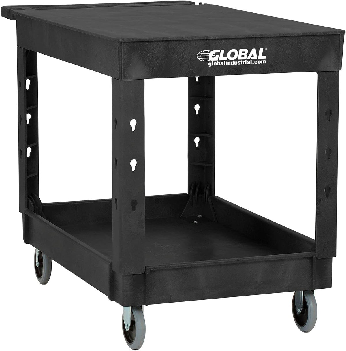 Industrial Service & Utility Flat Top Plastic Cart by Global Industrial – 45"L x 26"W x 32.5"H, Plastic, Black, Model 800347