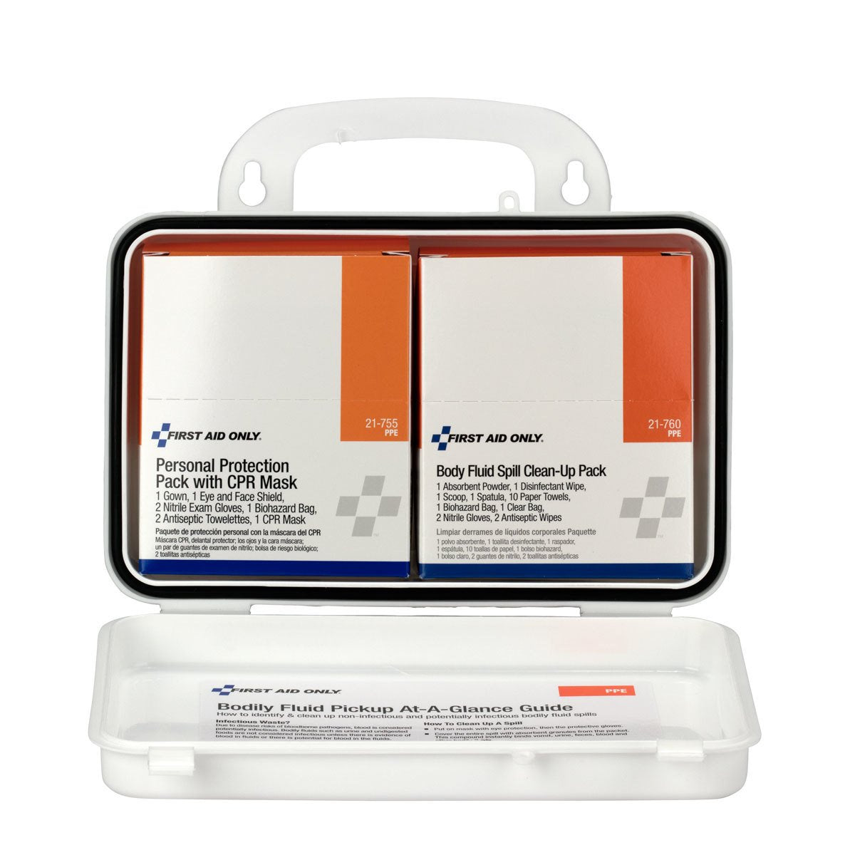First Aid Only BBP/Personal Protection Kit by Pac-Kit – 8" x 3" x 5", White, Model 3065
