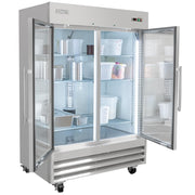 54" Two Section Reach In Refrigerator - (2) Left/Right Hinge Glass Doors by MOTAK – 56.69x35.04x83.46, In Description, Check Images, Model MSD-2DR-BAL-54-G-X