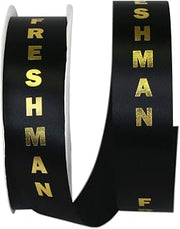 Reliant Ribbon Freshman Satin Ribbon, 1-3/8 Inch X 100 Yards, Black/gold