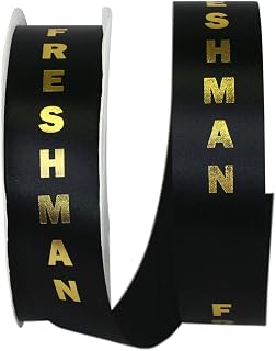 Reliant Ribbon Freshman Satin Ribbon, 1-3/8 Inch X 100 Yards, Black/gold