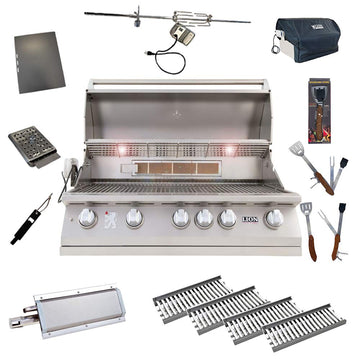 Lion 40-Inch Natural Gas Grill L90000 with 4 Ceramic Tubes w/ Flame Tray and Searing Burner and 5 in 1 Tool Set Best of Backyard Package Deal by Lion Premium Grills – Model bbq