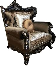 Aroma Rich Cherry Upholstered Chair with Wooden Accents