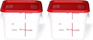 Carlisle FoodService Products Squares Square Food Storage Container with Stackable Design for Catering, Buffets, Restaurants, Plastic, 6 Quarts, White (Pack of 2)