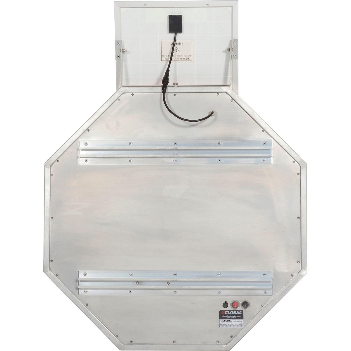 Solar Powered Flashing LED Stop Sign by Global Industrial – 4.8"L x 33"W x 33"H, Polycarbonate, Red, Model 708312
