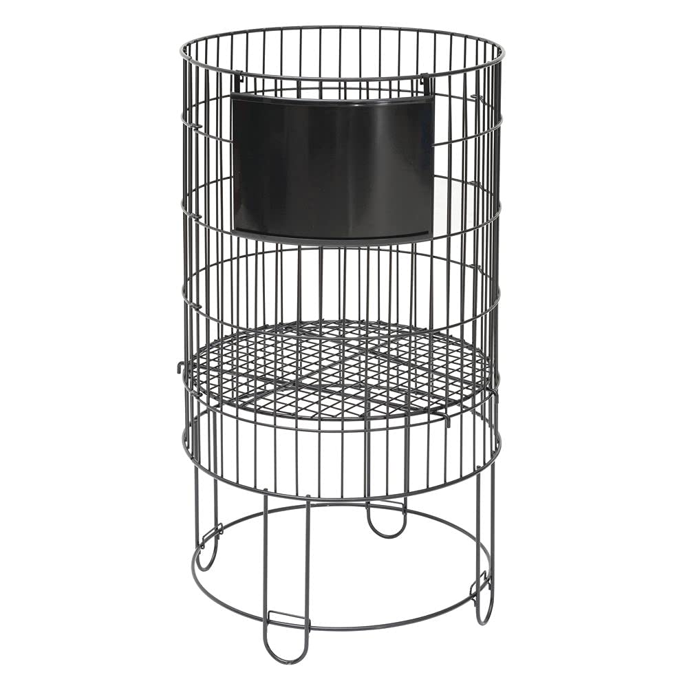 Round Black Wire Collapsible Dump Bin - 18"D x 32"H by HUBERT – Metal, Black, Model HEN-1916650