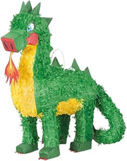 Unique Party Dragon 3D Pinata - Yellow & Green Cardboard & Paper Design - Perfect for Kids' Parties & Birthdays (1 Pc.)