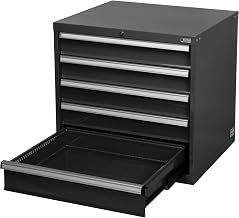 Global Industrial Modular 5 Drawer Cabinet with Lock w/o Dividers, 30" Wx27 Dx29-1/2 H, Black
