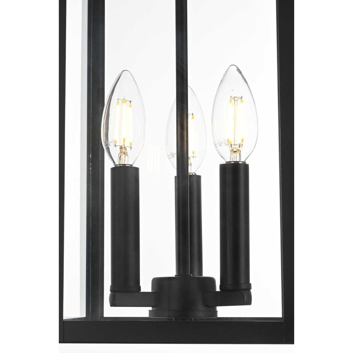 Carlisle 7" Outdoor Pendant in Black by Elegant Lighting – 9.00"W x 16.50"H x 9.00"L, Glass, Black, Model OD325H17BK