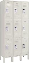 Global Industrial 3-Tier 9 Door Locker, 12" Wx15 Dx24 H, Tan, Assembled
