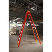 () Twin Step Ladder by Werner – 79"L x 30.5"W x 9"H, Fiberglass, Orange, Model T6210