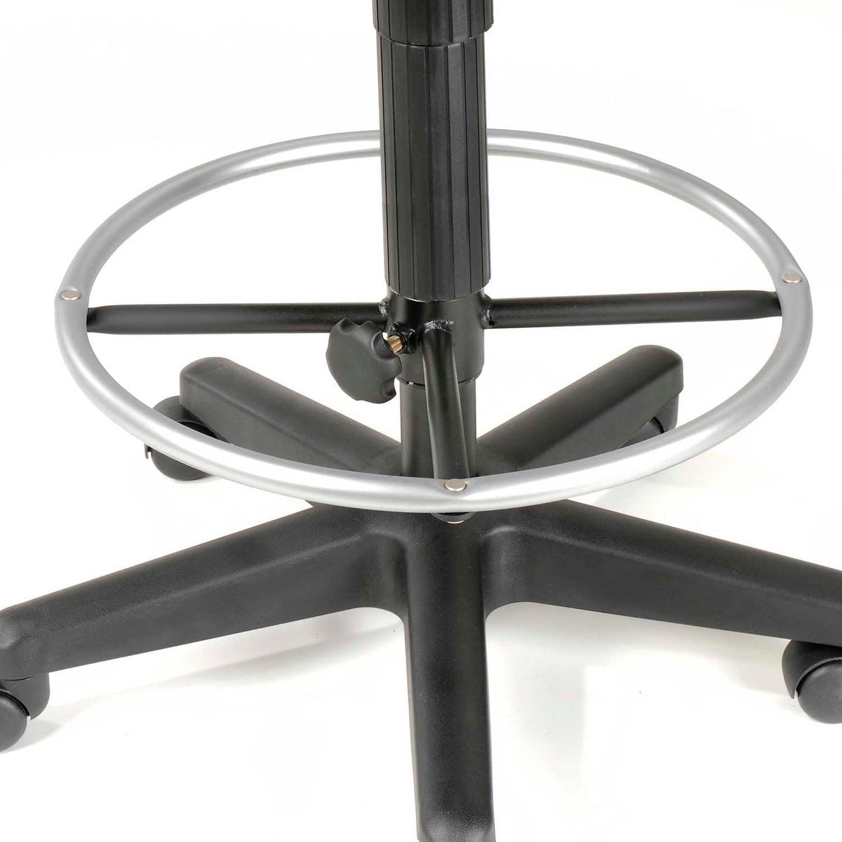 Interion Armless Task Stool with 24" to 29" Pneumatic by Global Industrial – 23.66"L x 23.66"W x 12.32"H, Black, Model 571119
