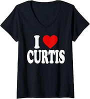 Womens I HEART LOVE CURTIS V-Neck T-Shirt