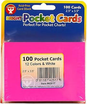 Hygloss Products Pocket Chart Cards - Blank Bright Card Stock - 10-12 Colors - 2.5 x 3.5-Inches - 100 Pcs