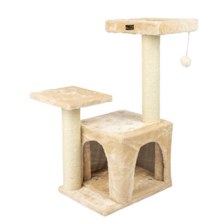 Classic Real Wood Cat Tree by Armarkat – 22"L X 17"W X 32"H, Engineered Wood, Beige, Model A3207