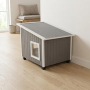 Brand Grey Engineered Wood Composite Outdoor Cat House by Bison Pets – Engineered Wood Composite Composite, Grey