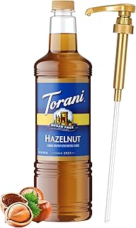 Torani Sugar Free Hazelnut Syrup 1L Bottle with Pump – Keto Friendly