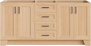 ARIEL Taylor 72-inch Bathroom Vanity Base Cabinet,Solid Wood, Soft Closing Doors, Dovetail Drawers, Natural Oak