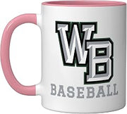 West Bloomfield High School Lakers Baseball Ceramic Mug, Pink/White, 11oz