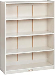 ECR4Kids 4-Shelf Wooden Bookcase, Adjustable Shelves, 48in H, White Wash