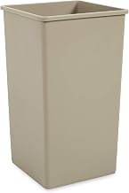 Rubbermaid Commercial Products 50-Gallon Untouchable Square Trash/Garbage Can for Offices/Stores/Restaurants, Beige (FG395900BEIG)
