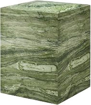 Green Indoor Outdoor Patio Concrete Side Table, 14.96-Inch Square, Lightweight, Sturdy, Weather-Resistant, Garden, Patio, Balcony Decor