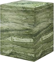 Green Indoor Outdoor Patio Concrete Side Table, 14.96-Inch Square, Lightweight, Sturdy, Weather-Resistant, Garden, Patio, Balcony Decor