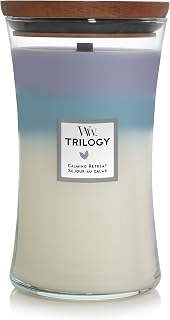 WoodWick Large Hourglass Candle, Calming Retreat - Premium Soy Blend Wax, Pluswick Innovation Wood Wick, Made in USA