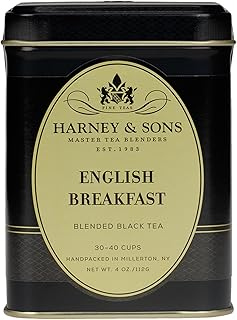Harney & Sons English Breakfast Loose Leaf Black Tea Tin, 4 oz | 100% China Keemun black tea with a smooth, full-bodied flavor. Contains caffeine.