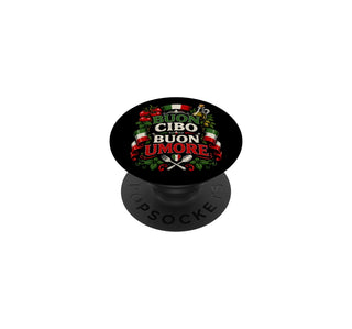 BUON Cibo BUON Umore Italian Food Italy Cuisine PopSockets Adhesive PopGrip by Italia Pasta Lovers Souvenirs – Black, Model 8MR73C1QFX7US_BLACK