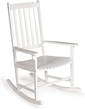 JONATHAN Y Seagrove 44" Acacia Slat-Back Outdoor Rocker, White