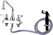 T&S Brass B-1171 Workboard Faucet, Deck Mount, 4-Inch Centers, 8-Inch Swing Nozzle, Diverter, Hose, Side Spray