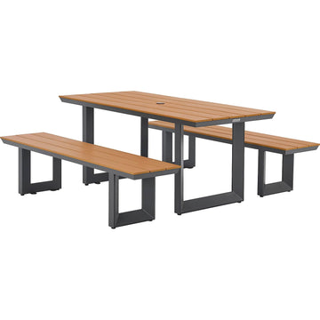 Urban 6' Plastic Rectangular Picnic Table & Bench Set by Global Industrial – Aluminum, Tan, Model OTZY-18B