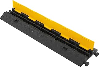 Global Industrial 2-Channel Heavy-Duty Cable Protector, 24,000 lbs. Cap., Black & Yellow