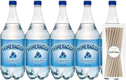 Jarritos Mineragua Mexican Soft Drink 1.5Lt Plastic Bottles 5 Pack + 15 Sugarcane Disposable Straws by KOOL8SHOP Infinite Deals