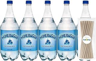 Jarritos Mineragua Mexican Soft Drink 1.5Lt Plastic Bottles 5 Pack + 15 Sugarcane Disposable Straws by KOOL8SHOP Infinite Deals