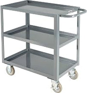 Global Industrial Welded Steel Utility Cart, 3 Tray Shelves, 18" Wx30 L